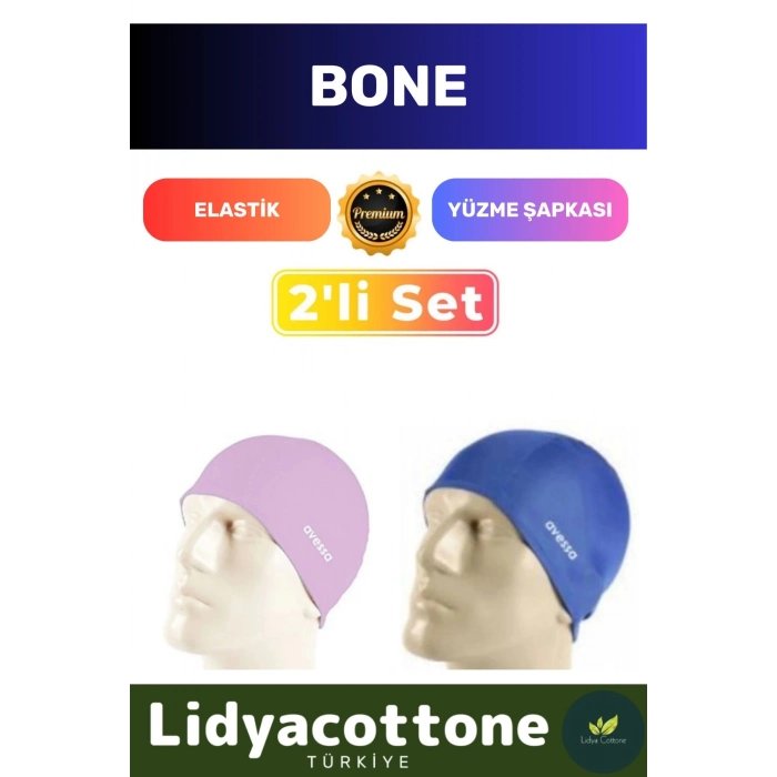 Premium Elastik Yüzme Şapkası Su Geçirmez Silikon Yüzücü Havuz Deniz Bonesi 2li Set