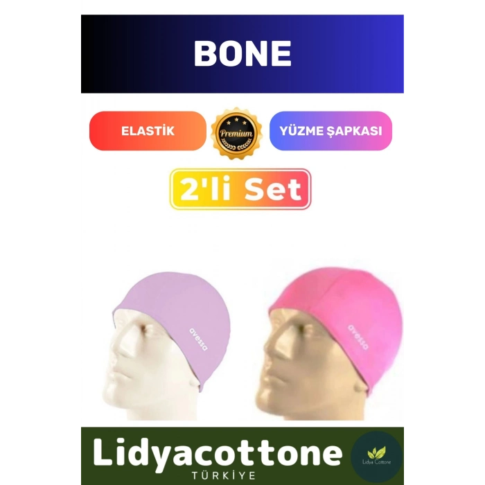 Premium Elastik Yüzme Şapkası Su Geçirmez Silikon Yüzücü Havuz Deniz Bonesi 2li Set