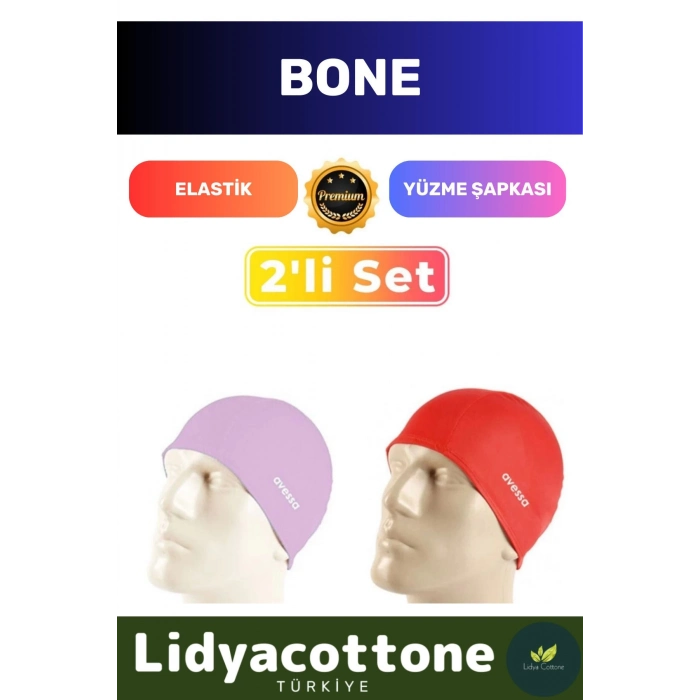 Premium Elastik Yüzme Şapkası Su Geçirmez Silikon Yüzücü Havuz Deniz Bonesi 2li Set