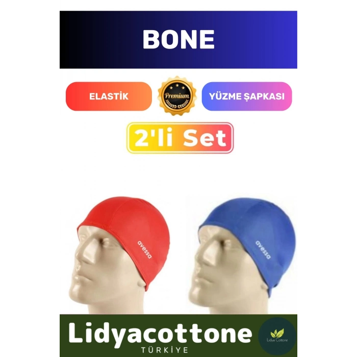 Premium Elastik Yüzme Şapkası Su Geçirmez Silikon Yüzücü Havuz Deniz Bonesi 2li Set