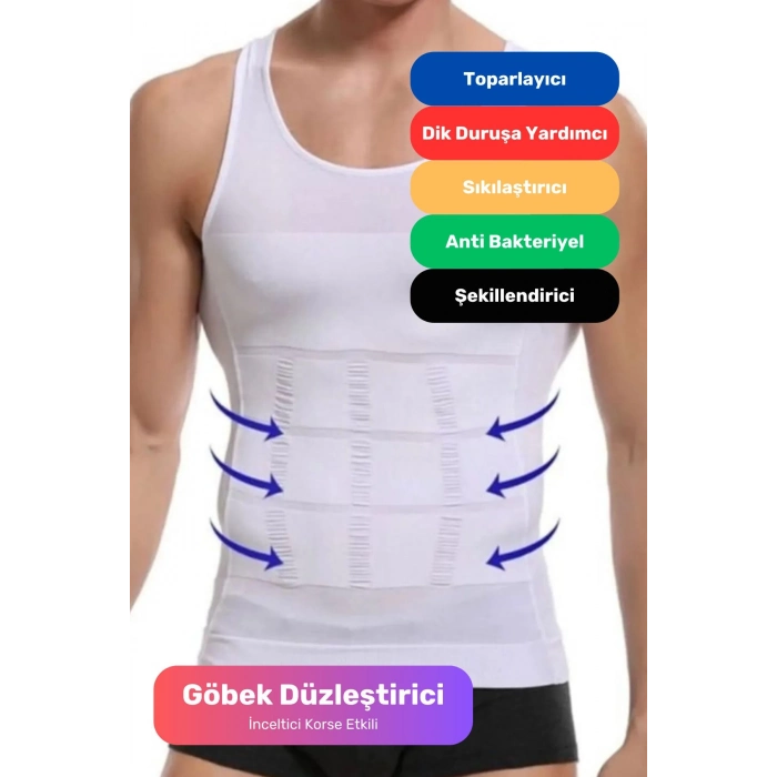 Premium Erkek Atlet Korse Bel Göğüs Dik Duruş Jinekomasti Toparlayıcı Extra Göbek Sıkılaştırıcı