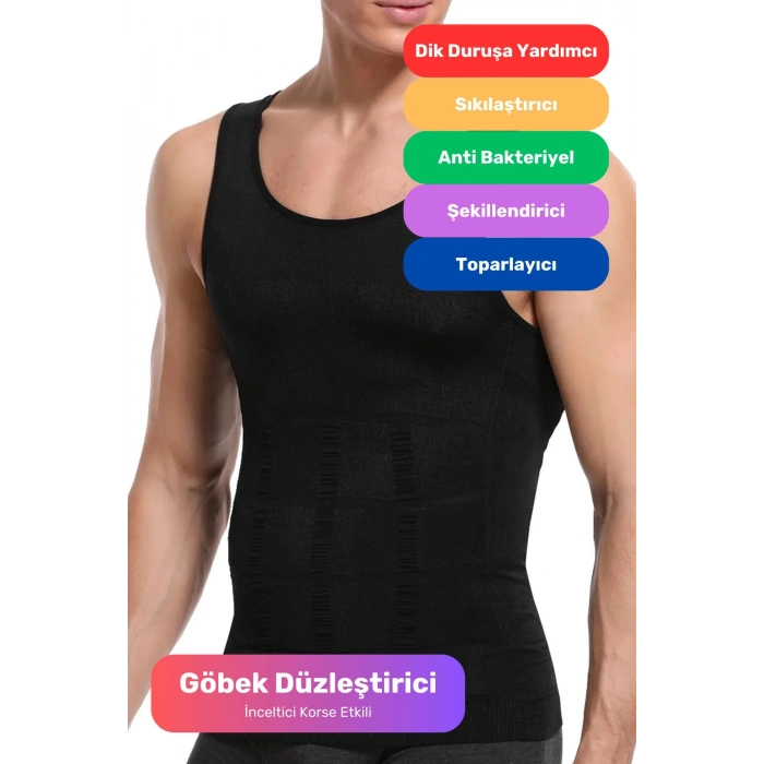 Premium Erkek Atlet Korse Bel Göğüs Dik Duruş Jinekomasti Toparlayıcı Extra Göbek Sıkılaştırıcı
