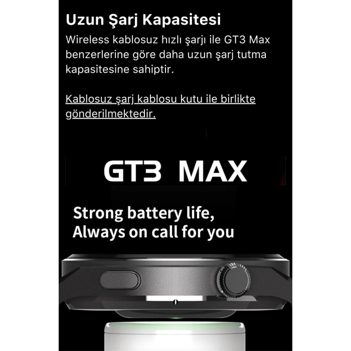 Premium Full HD Ios Android Uyumlu GT3 Max Spor Sağlık Sensörlü Watch 3 Kordonlu Akıllı Saat