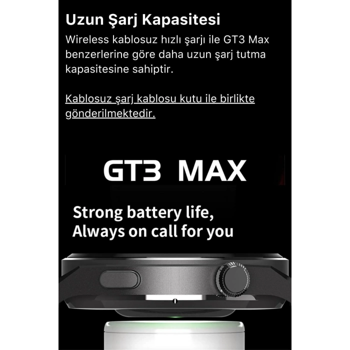 Premium Full HD Ios Android Uyumlu GT3 Max Spor Sağlık Sensörlü Watch 3 Kordonlu Akıllı Saat