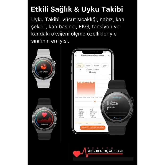 Premium Full HD Ios Android Uyumlu GT3 Max Spor Sağlık Sensörlü Watch 3 Kordonlu Akıllı Saat