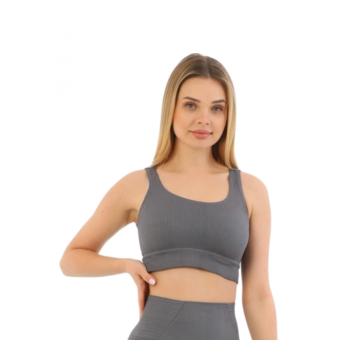 Premium Göğüs Toparlayıcı Sarkma Önleyen Spor Günlük Kalın Askılı Pedli Fitilli Crop Büstiyer