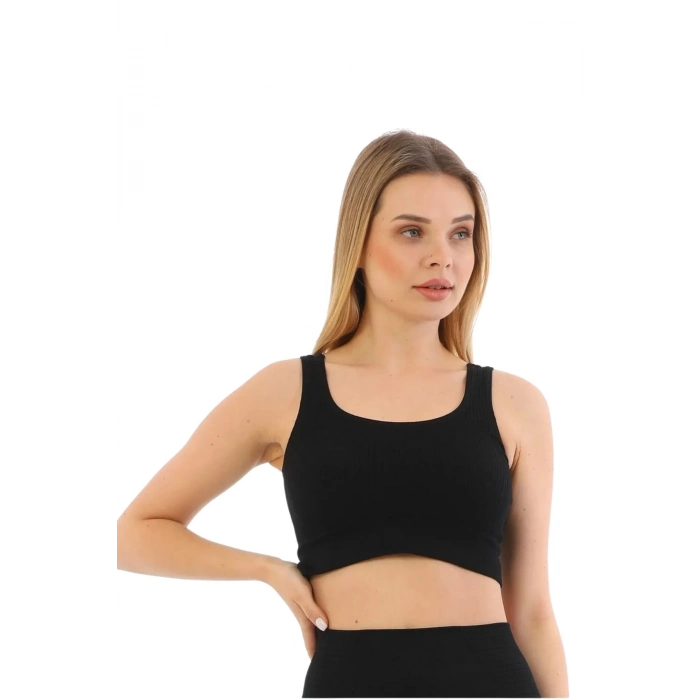 Premium Göğüs Toparlayıcı Sarkma Önleyen Spor Günlük Kalın Askılı Pedli Fitilli Crop Büstiyer
