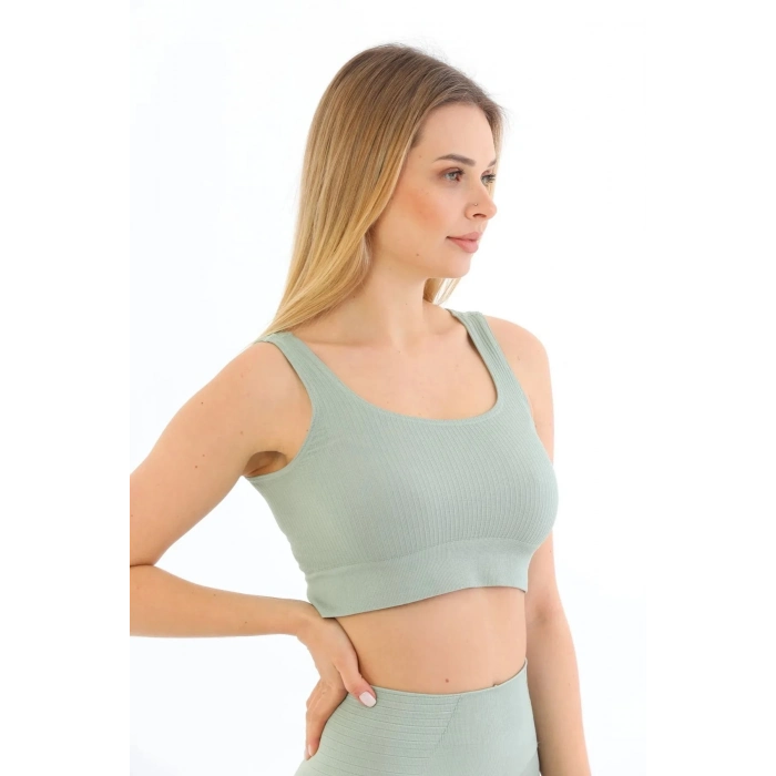 Premium Göğüs Toparlayıcı Sarkma Önleyen Spor Günlük Kalın Askılı Pedli Fitilli Crop Büstiyer