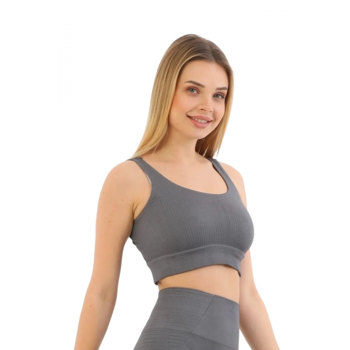 Premium Göğüs Toparlayıcı Sarkma Önleyen Spor Günlük Kalın Askılı Pedli Fitilli Crop Büstiyer