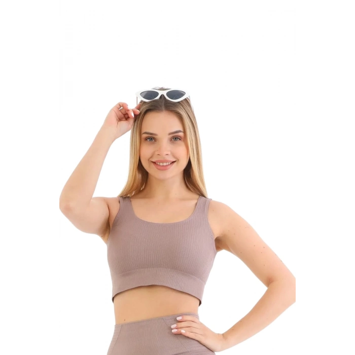 Premium Göğüs Toparlayıcı Sarkma Önleyen Spor Günlük Kalın Askılı Pedli Fitilli Crop Büstiyer