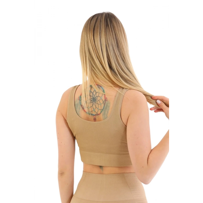 Premium Göğüs Toparlayıcı Sarkma Önleyen Spor Günlük Kalın Askılı Pedli Fitilli Crop Büstiyer
