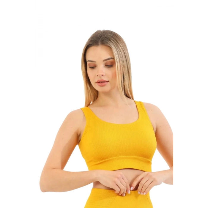 Premium Göğüs Toparlayıcı Sarkma Önleyen Spor Günlük Kalın Askılı Pedli Fitilli Crop Büstiyer