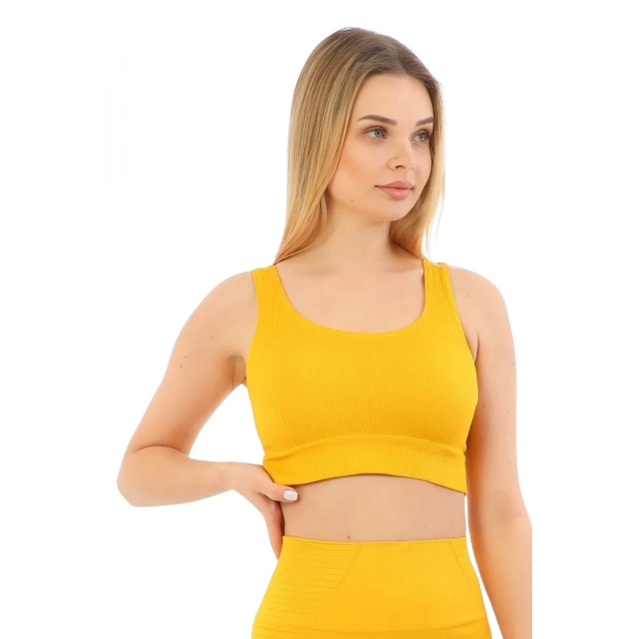 Premium Göğüs Toparlayıcı Sarkma Önleyen Spor Günlük Kalın Askılı Pedli Fitilli Crop Büstiyer