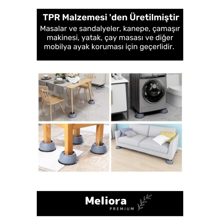 Premium Gürültü Engelleyici Titreşim Önleyici Kauçuk Çamaşır Bulaşık Makinesi 4 Adet Ayak Pedleri
