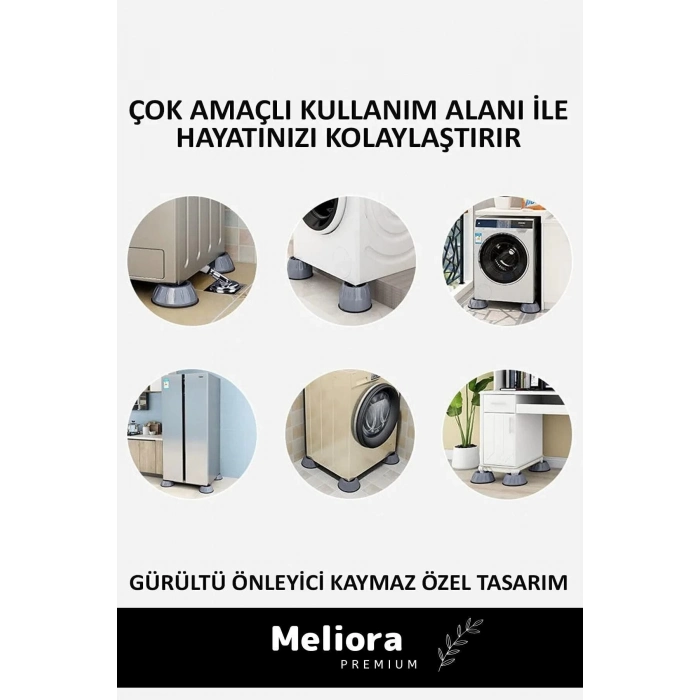 Premium Gürültü Engelleyici Titreşim Önleyici Kauçuk Çamaşır Bulaşık Makinesi 4 Adet Ayak Pedleri