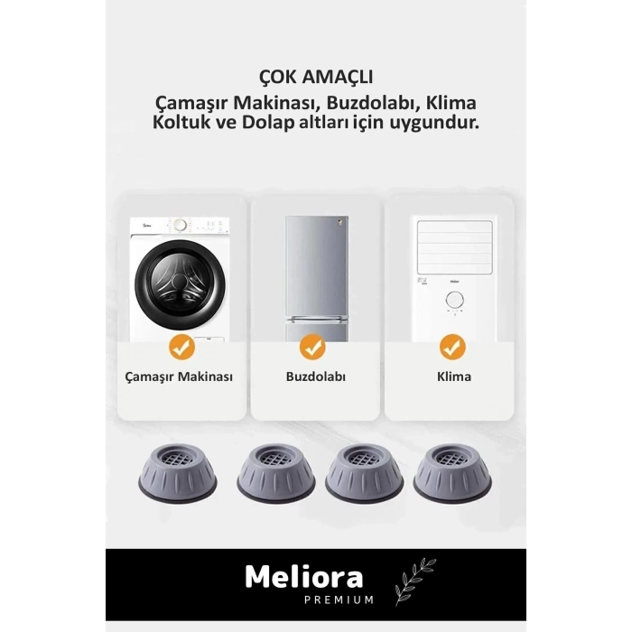 Premium Gürültü Engelleyici Titreşim Önleyici Kauçuk Çamaşır Bulaşık Makinesi 4 Adet Ayak Pedleri