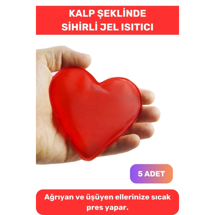 Premium Kalp Şeklinde El Isıtıcısı Soğuk Kış Sihirli Jel Isıtıcı Torba Kalpli Cep Sobası 5li Set