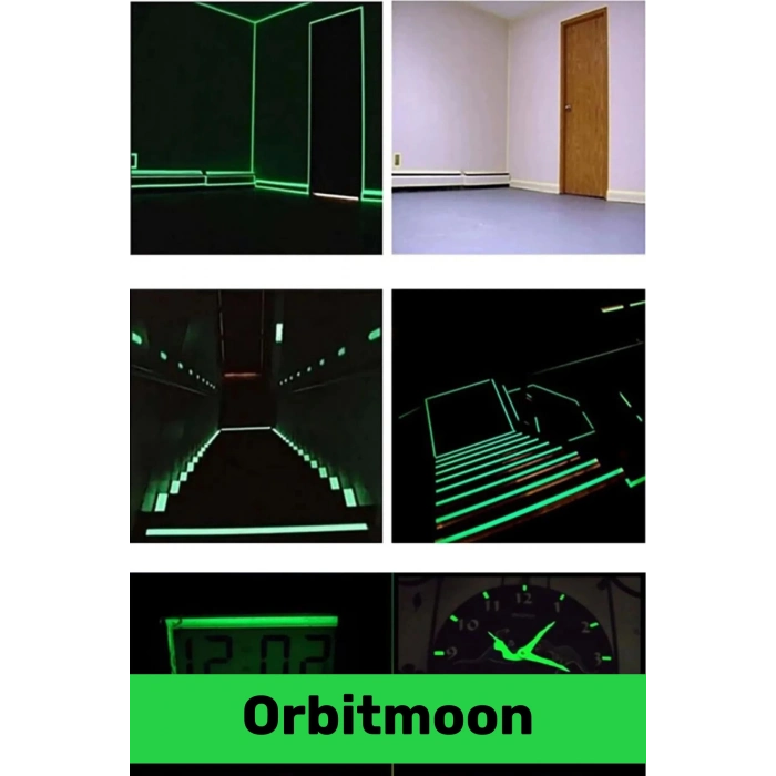 Premium Kendinden Yapışkanlı Fosforlu Karanlıkta Işık Veren Yeşil Şerit 4 Metre Reflektör Bant