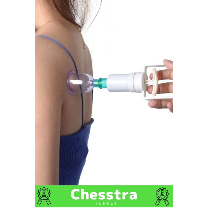 Premium Kupa Parmak Çekme Selülit Çatlak Giderici Vakumlu Masaj Aleti 24lü Kupa + Pompa Hacamat Set