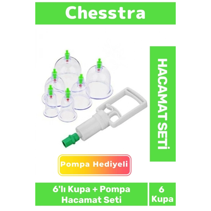 Premium Kupa Parmak Çekme Selülit Çatlak Giderici Vakumlu Masaj Aleti 6lı Kupa + Pompa Hacamat Seti