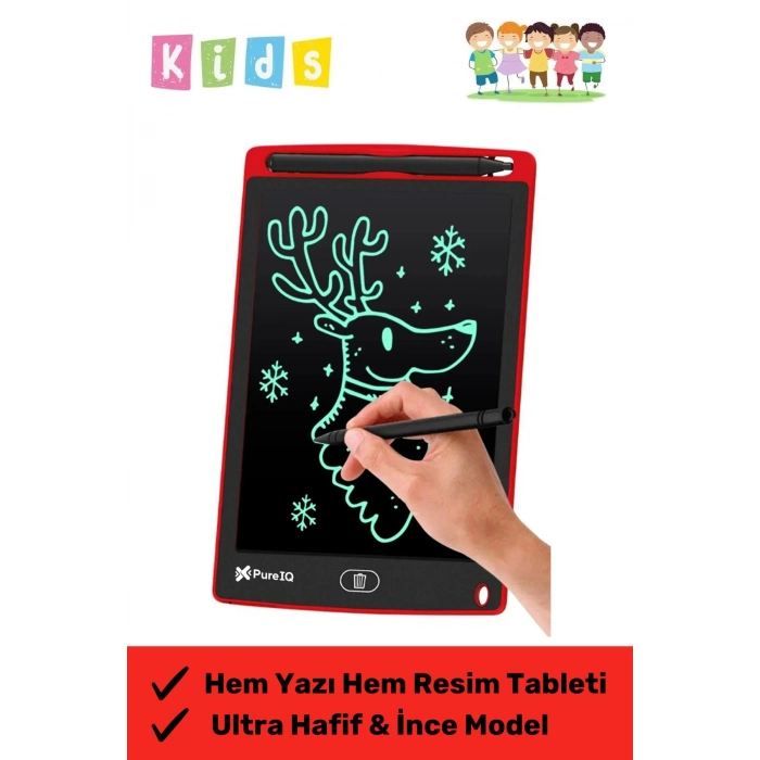 Premium Lcd Ekranlı Kalemli Dijital Çizim Tableti Yazı Tahtası Boyama Resim 8,5 Inç Akıllı Tablet