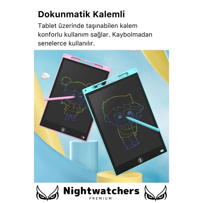 Premium Lcd Ekranlı Kalemli Dijital Çizim Tableti Yazı Tahtası Boyama Resim 8,5 Inç Akıllı Tablet