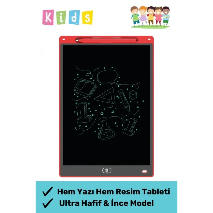 Premium Lcd Ekranlı Kalemli Dijital Çizim Tableti Yazı Tahtası Boyama Resim Akıllı Tablet 12 Inc
