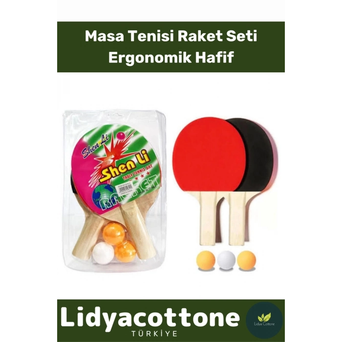 Premium Masa Tenisi Seti Ergonomik Dayanıklı Kaliteli Renkli Şık 2 Adet Raket 3 Adet Pinpon Topu