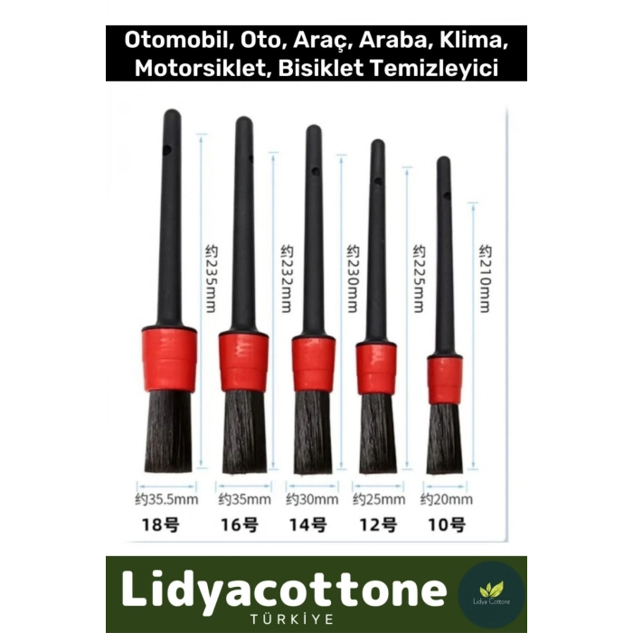 Premium Oto Uyumlu Araç Detaylı Temizlik Fırçası-5+1 Oto Araba Yıkama Klima Temizleme Fırçası