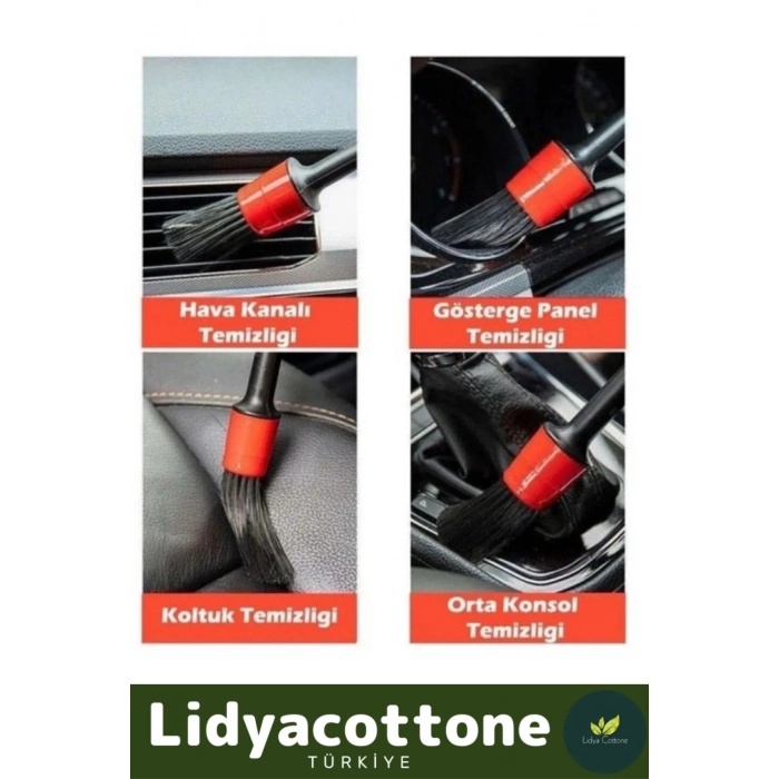 Premium Oto Uyumlu Araç Detaylı Temizlik Fırçası-5+1 Oto Araba Yıkama Klima Temizleme Fırçası