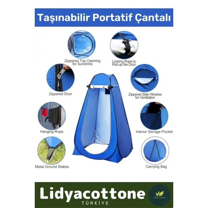 Premium Pencereli Fermuarlı Kamp Deniz Duş Giyinme WC Fotoğrafçı Iç Göstermeyen Prova Kabin Çadır