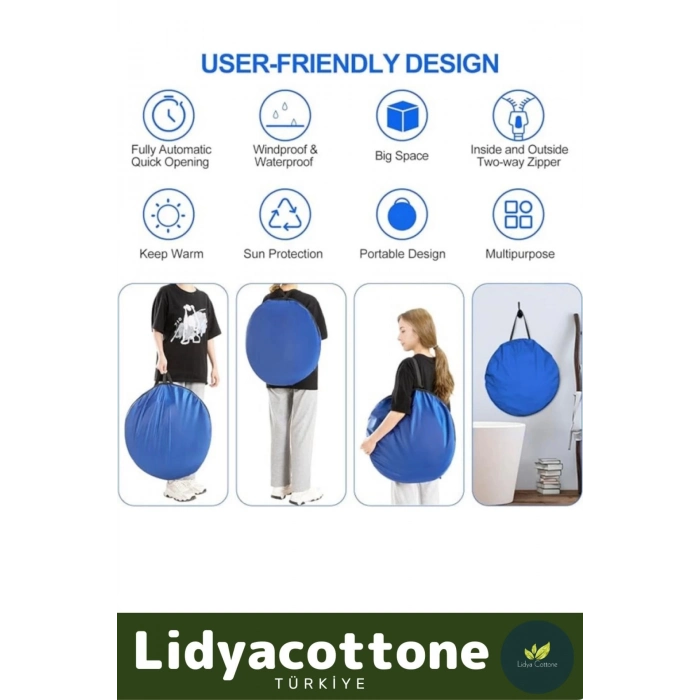 Premium Pencereli Fermuarlı Kamp Deniz Duş Giyinme WC Fotoğrafçı Iç Göstermeyen Prova Kabin Çadır