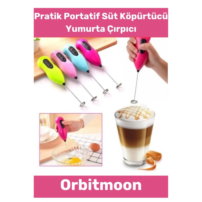 Premium Portatif Çelik Uçlu Kahve Sos Krema Mama Süt Köpürtücü Yumurta Çırpıcı Pilli Mini Mikser
