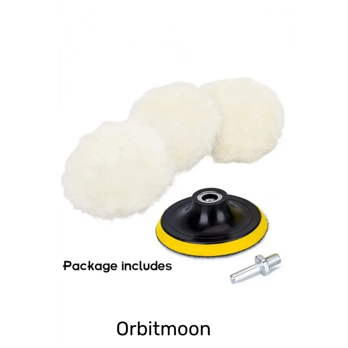 Premium Pürüzsüz Parlatıcı Etkili Yüzey Sağlayan 3 Yün Keçeli Pasta Cila Başlıklı Araba Seti