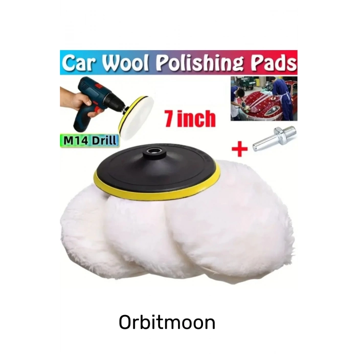 Premium Pürüzsüz Parlatıcı Etkili Yüzey Sağlayan 3 Yün Keçeli Pasta Cila Başlıklı Araba Seti