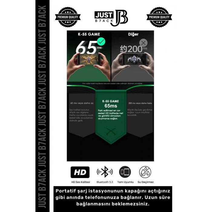 Premium RGB Işıklı K55 Tws Pro Extra Bass Mikrofon 3D Stereo Ses Bluetooth Kablosuz Oyuncu Kulaklık