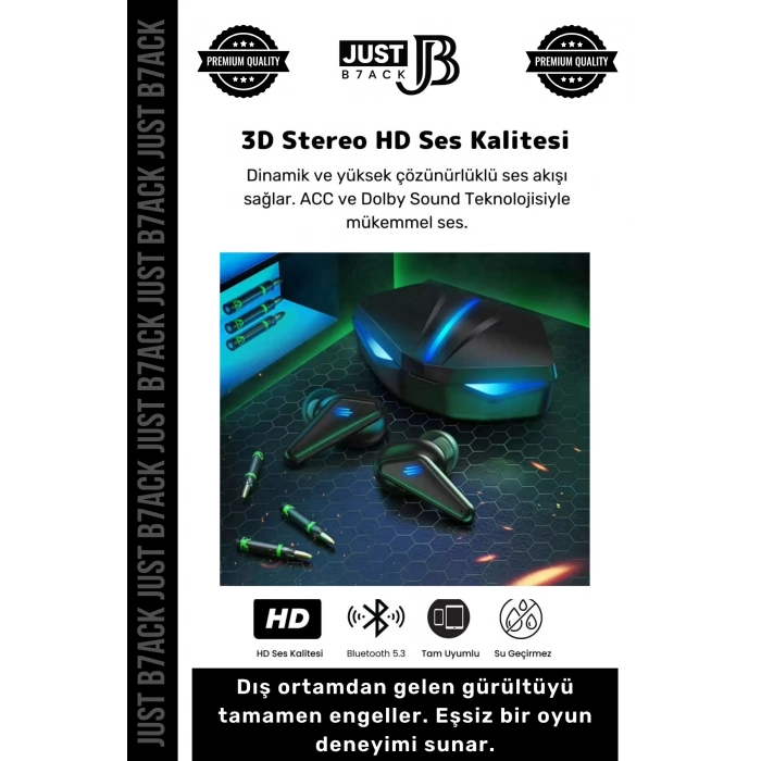 Premium RGB Işıklı K55 Tws Pro Extra Bass Mikrofon 3D Stereo Ses Bluetooth Kablosuz Oyuncu Kulaklık