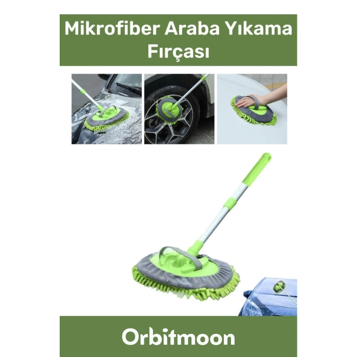 Premium Seri 180 Derece Dönen Çizmez Mikrofiber Araba Otomobil Yıkama Sopalı Fırça Seti