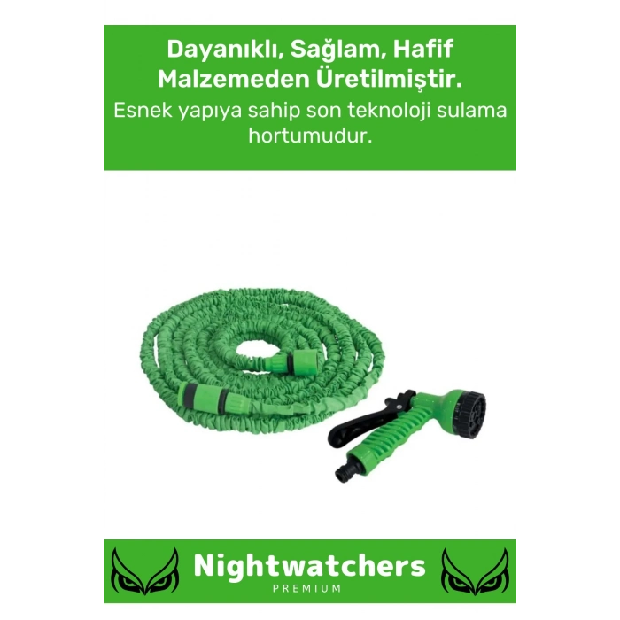 Premium Seri Dolaşmaz Kırılmaz 7 Kademeli Uzayan Bahçe Sulama Araç Yıkama Tabancalı 15 Metre Hortum