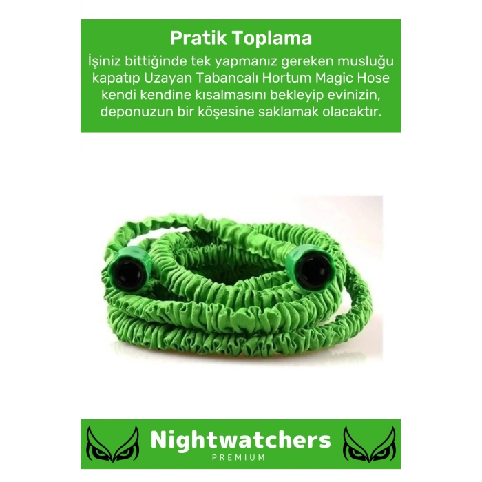 Premium Seri Dolaşmaz Kırılmaz 7 Kademeli Uzayan Bahçe Sulama Araç Yıkama Tabancalı 15 Metre Hortum