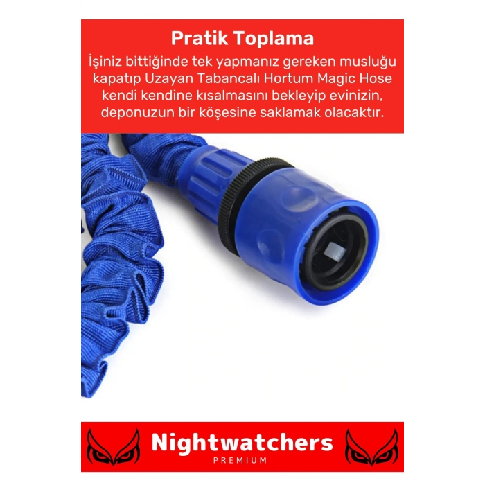 Premium Seri Dolaşmaz Kırılmaz 7 Kademeli Uzayan Bahçe Sulama Araç Yıkama Tabancalı 15 Metre Hortum