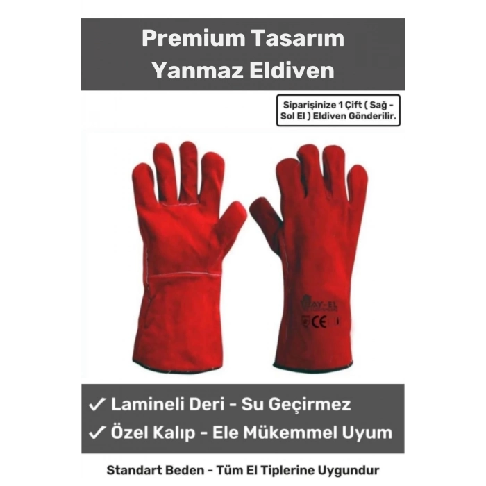 Premium Seri Isıya Dayanıklı Kaynak Yangın Su Geçirmez Çok Amaçlı Yanmaz Deri Eldiven
