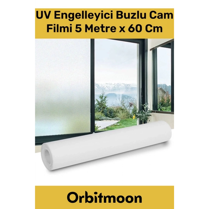 Premium Seri İz Bırakmayan İç Göstermeyen Yapışkan UV Engelleyici Buzlu Cam Filmi 5 Metre x 60 Cm