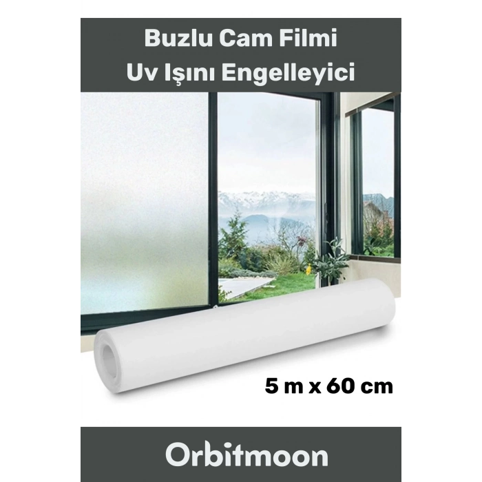 Premium Seri İz Bırakmaz İç Göstermez Yapışkan UV Engelleyici Buzlu Cam Filmi 5 Metre x 60 Cm