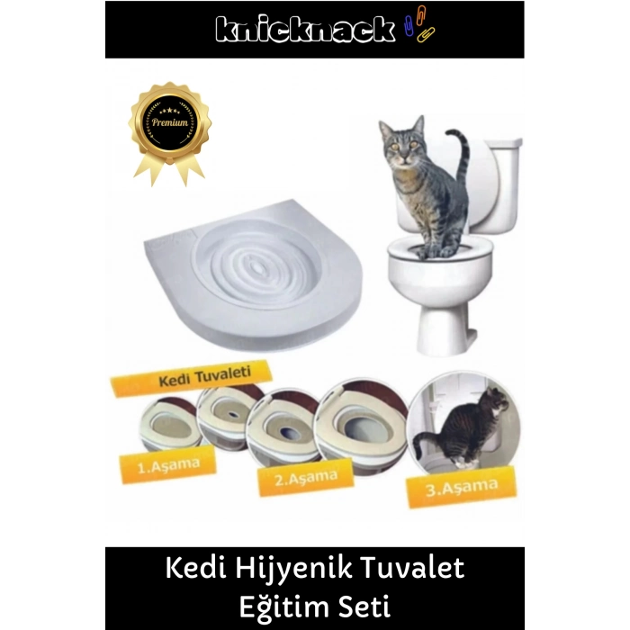 Premium Seri Klozet Alıştırma Kapağı Kum Kabı WC Yavru Yetişkin Kedi Hijyenik Tuvalet Eğitim Seti