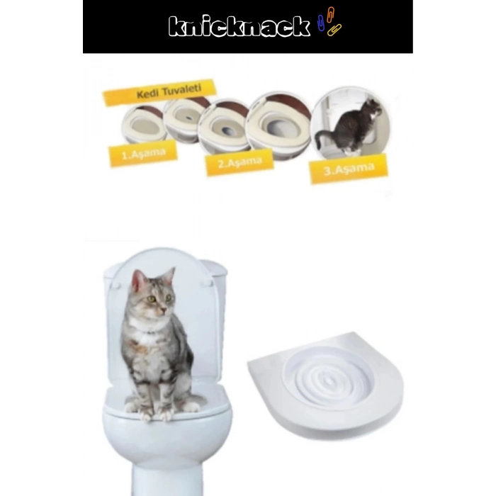 Premium Seri Klozet Alıştırma Kapağı Kum Kabı WC Yavru Yetişkin Kedi Hijyenik Tuvalet Eğitim Seti