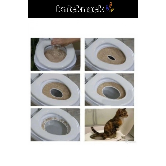 Premium Seri Klozet Alıştırma Kapağı Kum Kabı WC Yavru Yetişkin Kedi Hijyenik Tuvalet Eğitim Seti