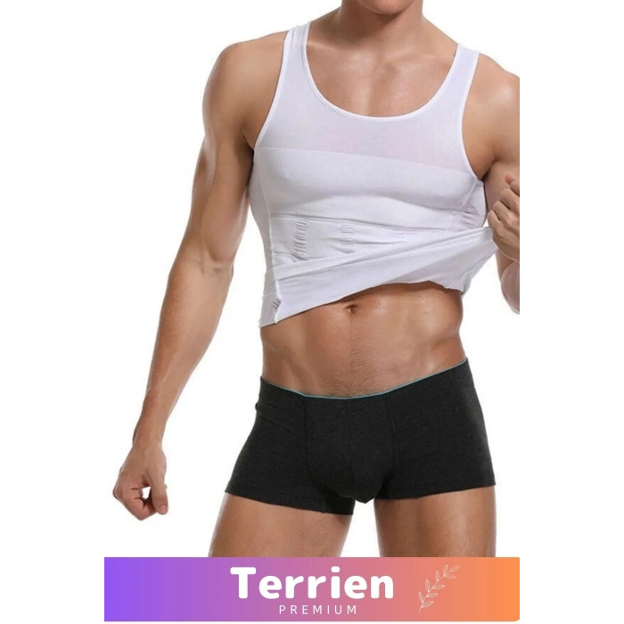 Premium Seri Korseli Erkek Beyaz Atlet Ekstra Toparlayıcı İnceltici Etkili Dik Duruşa Yardımcı