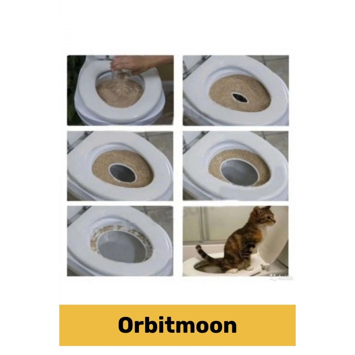 Premium Seri Kum Kabı Wc Klozet Alıştırma Kapağı Yetişkin Yavru Kedi Hijyenik Tuvalet Eğitim Seti