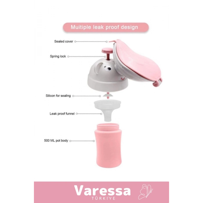 Premium Seri Portatif Sızdırmaz Çocuk Pisuarı Şişe Araba Yolculuk Lazımlık Kız Küçük Tuvalet